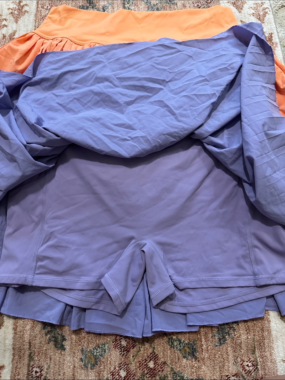 Women’s athletic tennis Pleated Skirt - Orange & Lavender - Picture 2 of 8